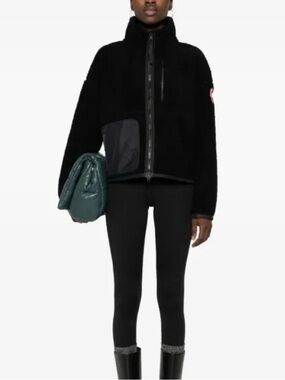 Canada Goose Simcoe Black Sherpa Fleece Zip Jacket size Small EUC